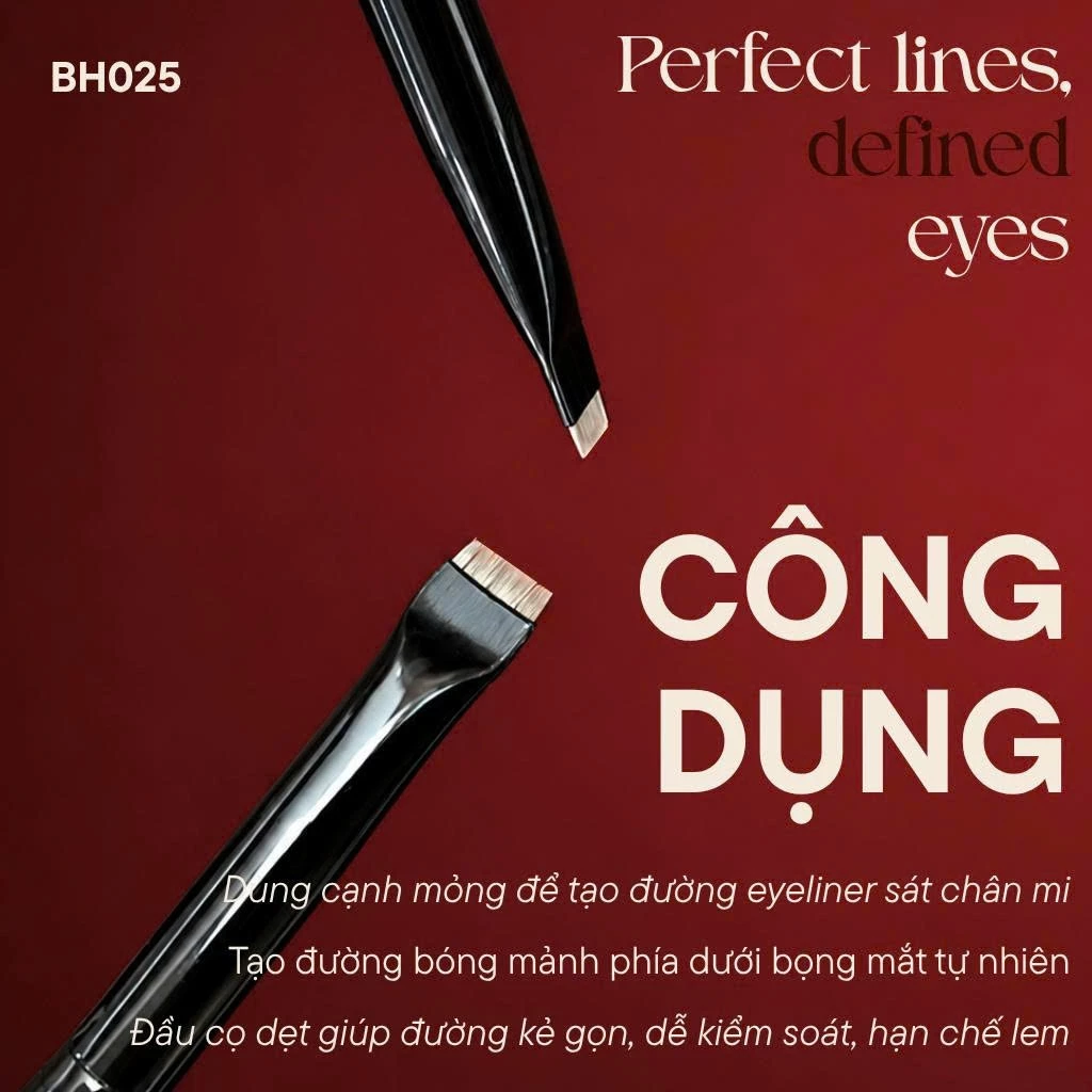 Cọ Tém Mày - Cọ Kẻ Liner Đầu Ngang Mảnh BH Cosmetics Flat Definer Brush BH025